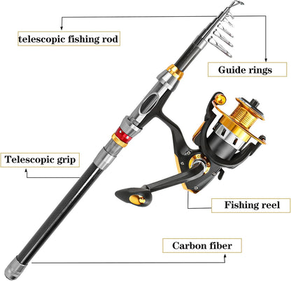Telescopic Fishing Rod 🎣🌊 | Portable Lightweight Fishing Pole 🐟✨